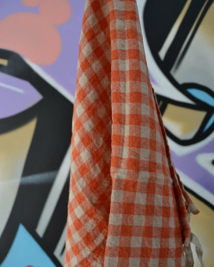 Tea Towel Orange Flax Gingham