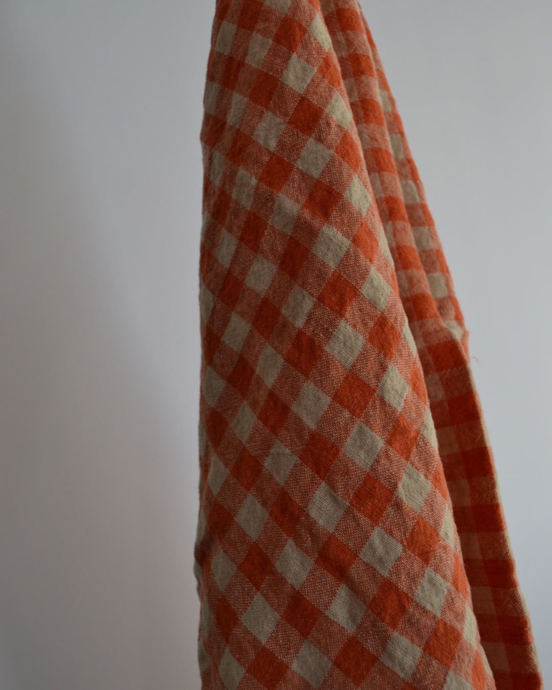 Tea Towel Orange Flax Gingham