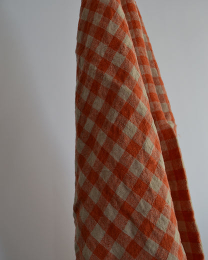Tea Towel Orange Flax Gingham