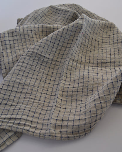 Tea Towel Flax Blue Checks