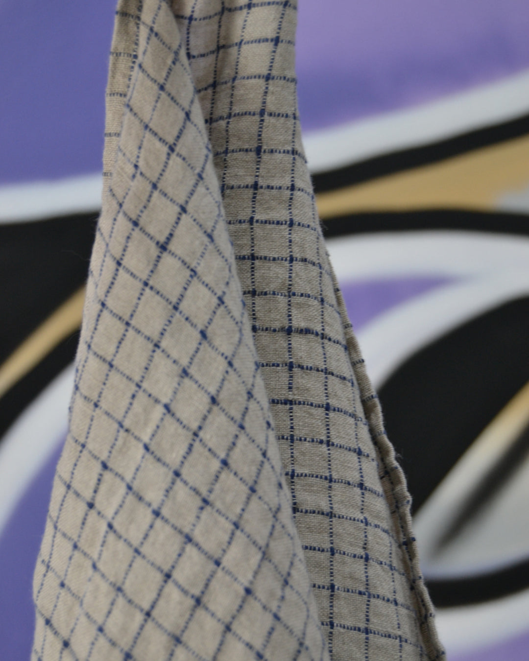 Tea Towel Flax Blue Checks