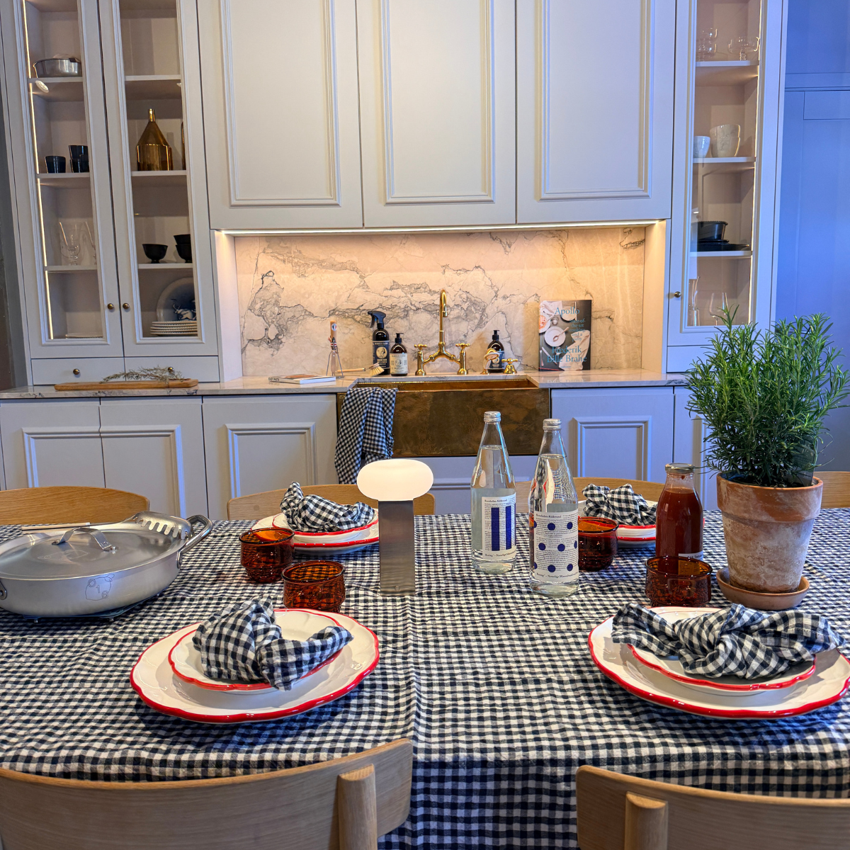French Linen Table Cloth Anthracite Gingham