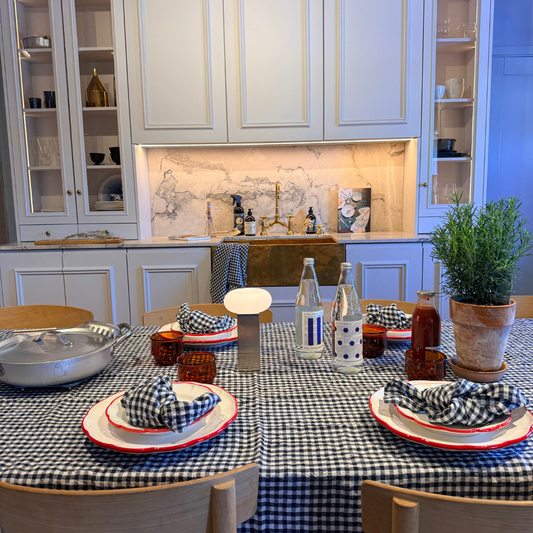 French Linen Table Cloth Anthracite Gingham
