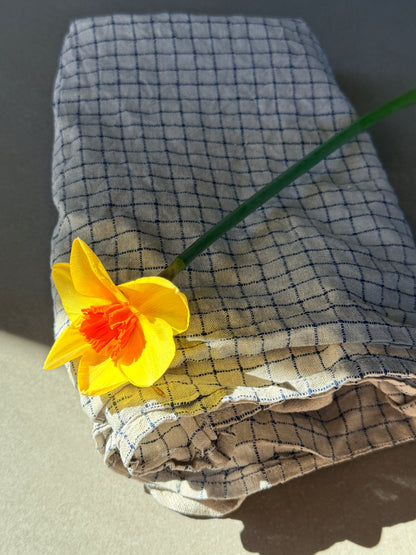 Kitchen Towel French Linen Flax Blue Checks