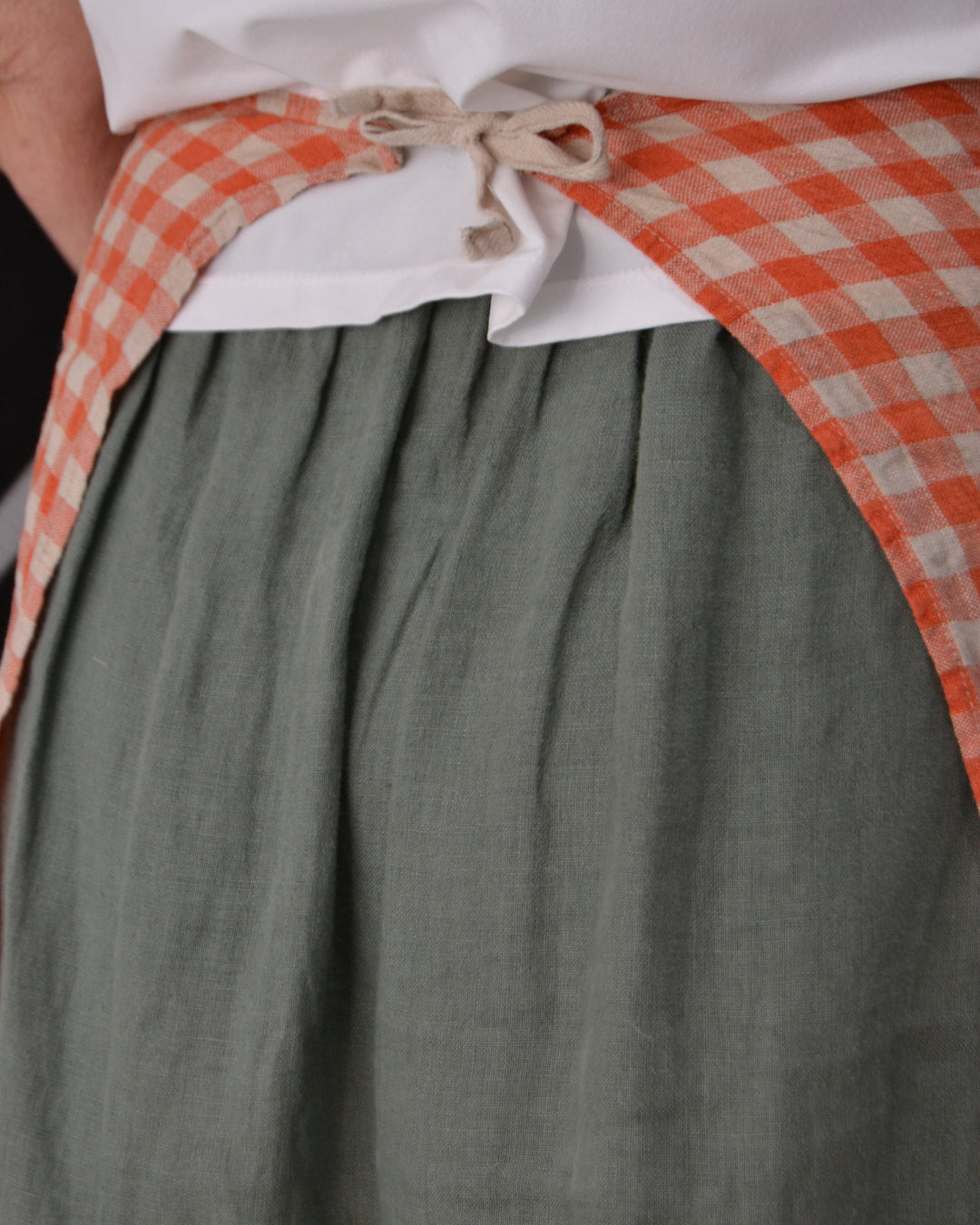 Tea Towel Orange Flax Gingham