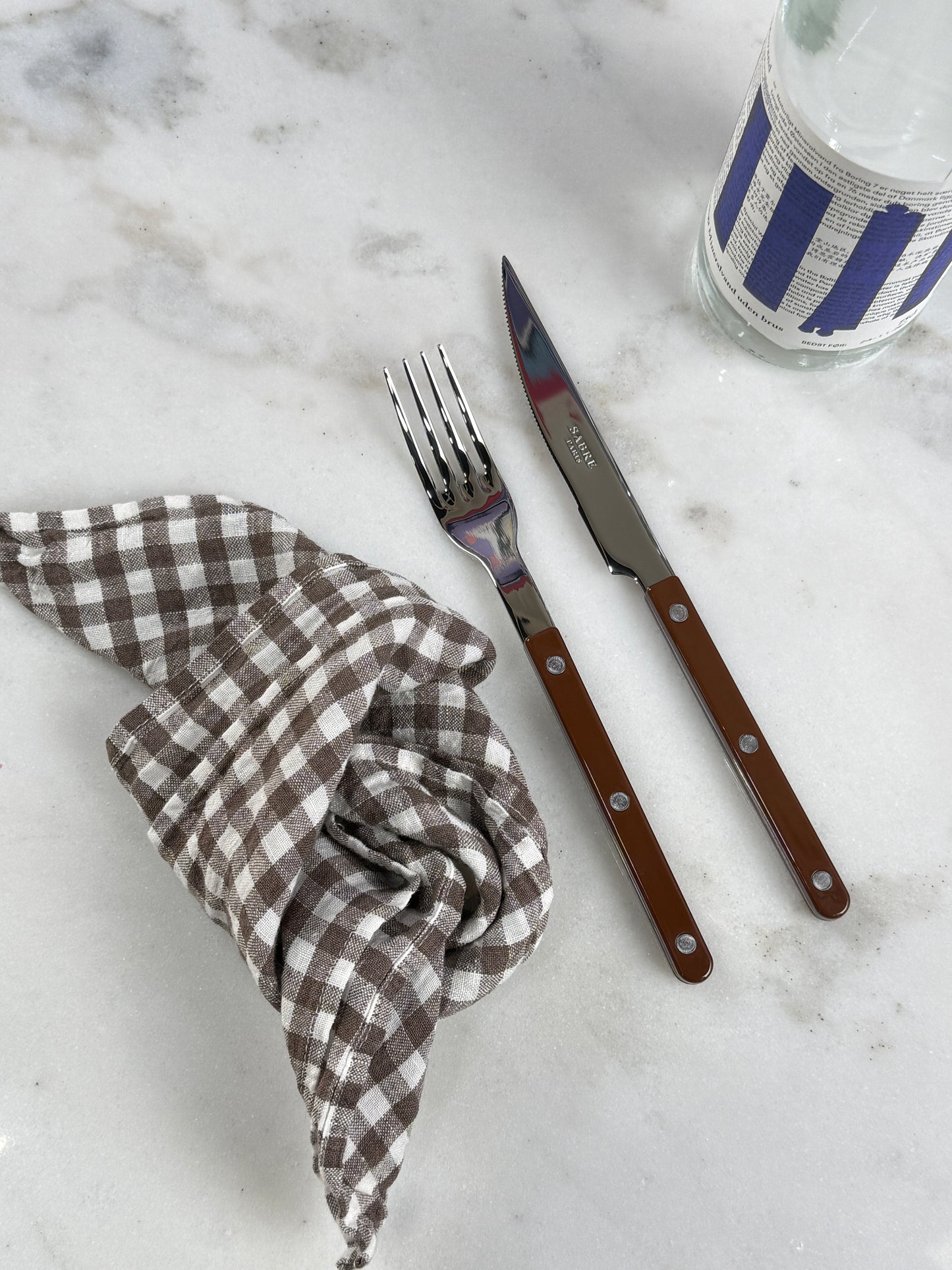 French Linen Napkin Brown Gingham