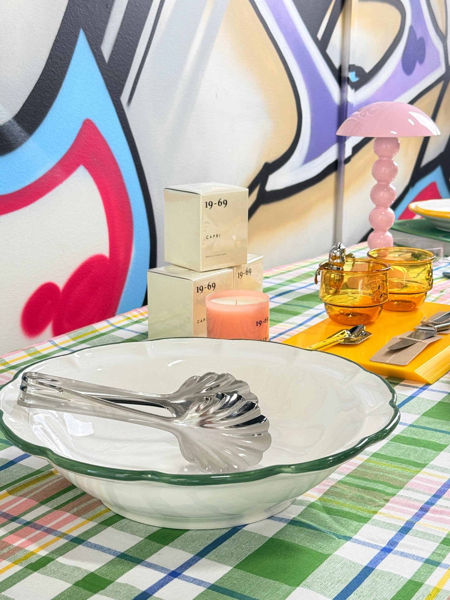 Salad Bowl Dark Green Line