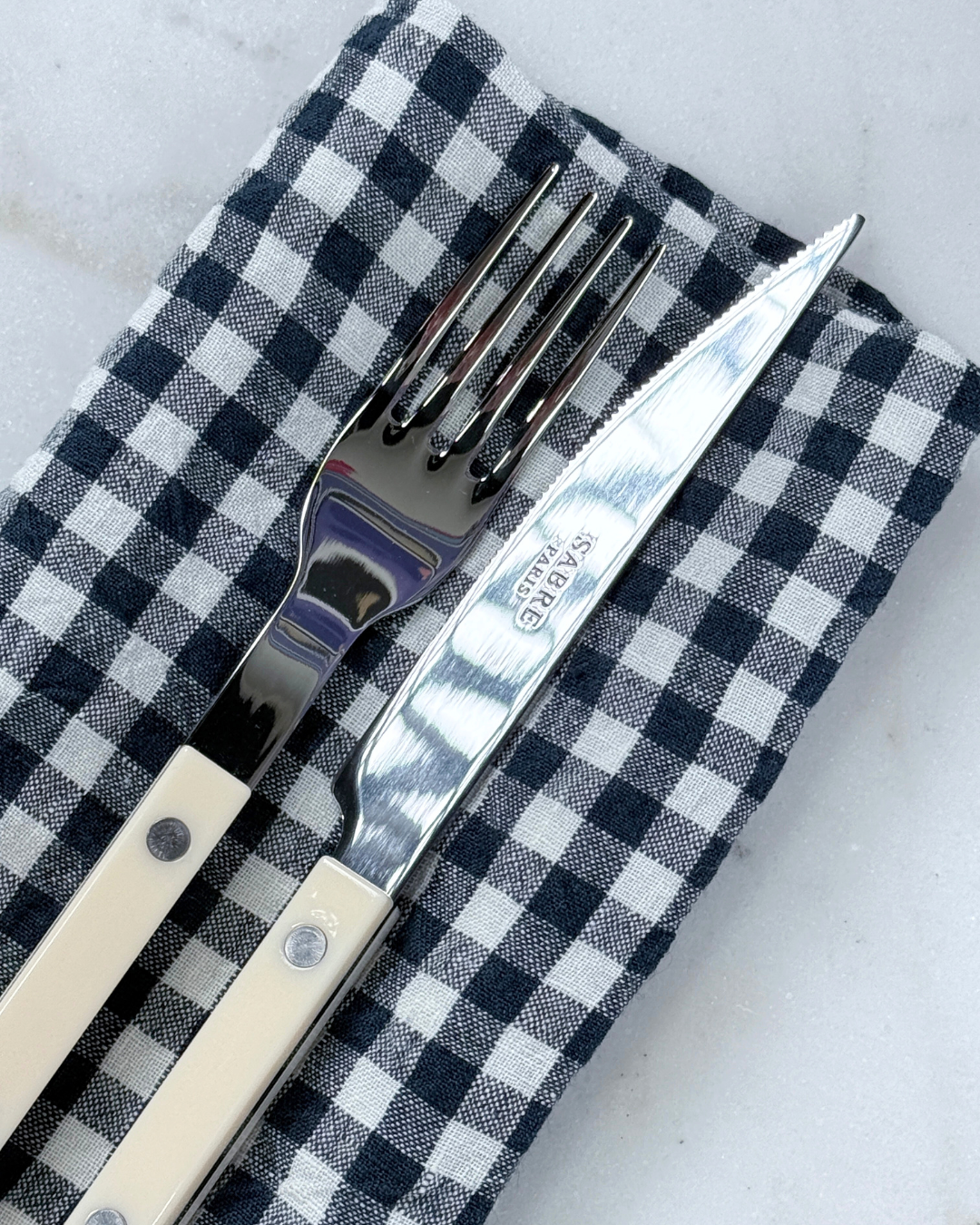 French Linen Napkins Anthracite Gingham 6-p