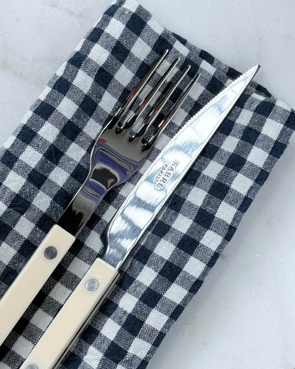 French Linen Napkins Anthracite Gingham 6-p