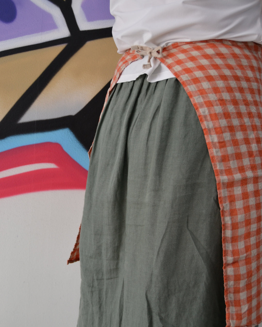Tea Towel Orange Flax Gingham