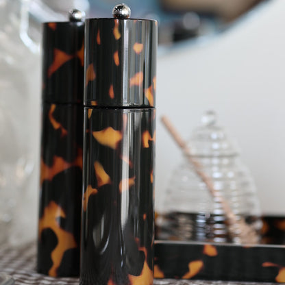 Faux Tortoiseshell Round Column Salt & Pepper Mill