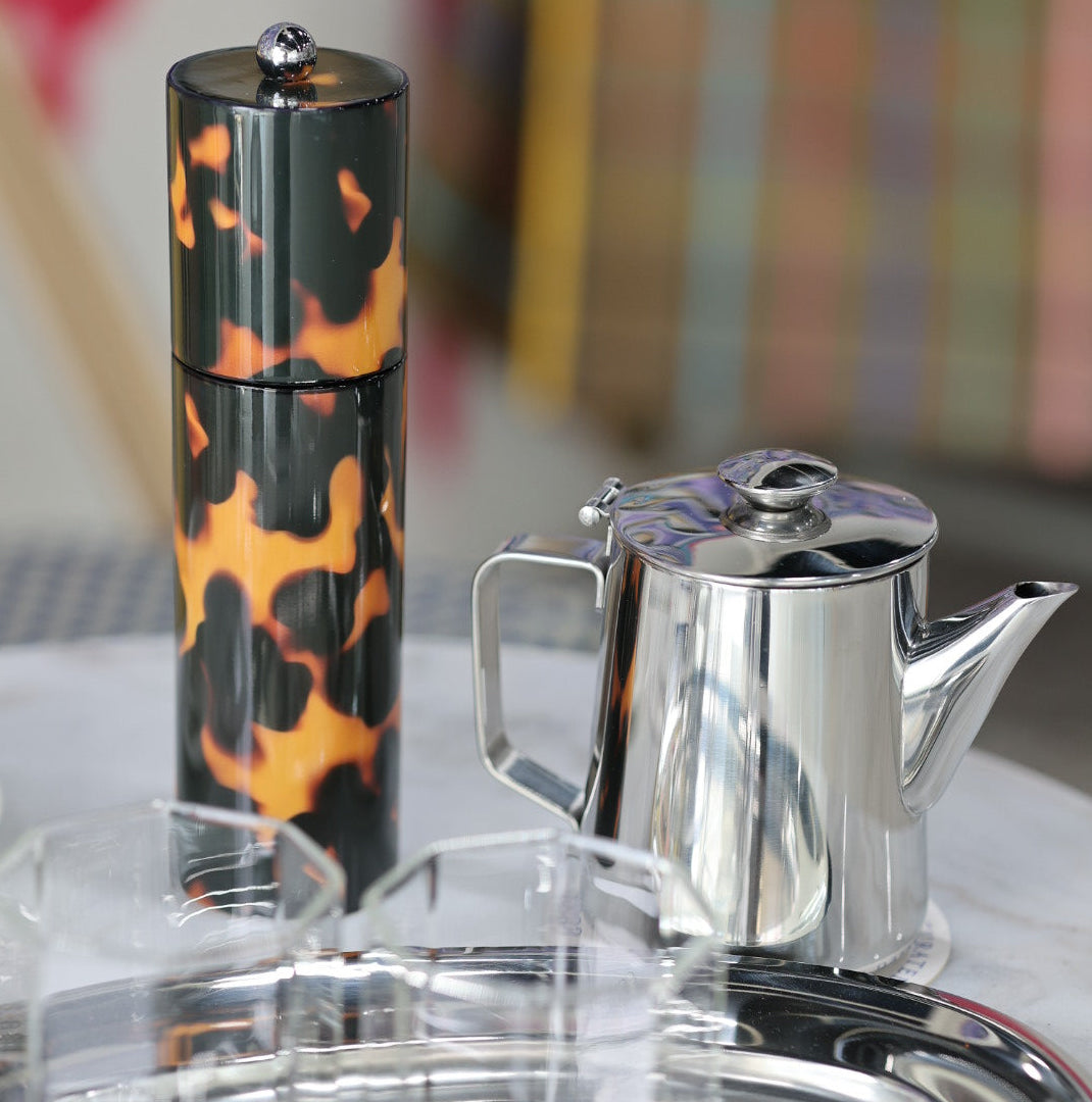 Faux Tortoiseshell Round Column Salt & Pepper Mill