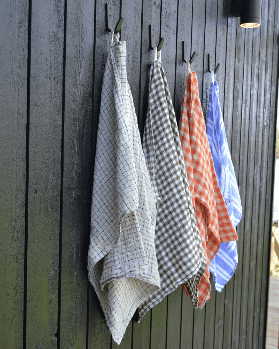 Tea Towel Orange Flax Gingham