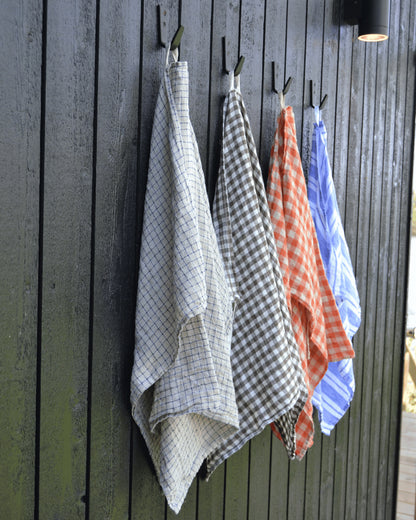 Tea Towel Orange Flax Gingham