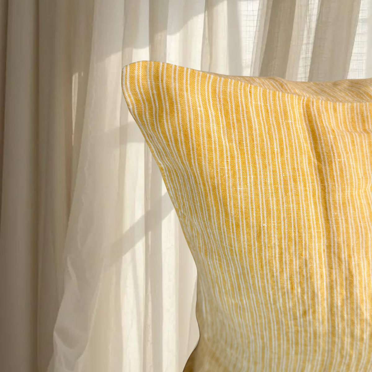 French Cushion Cover Yellow Stripe