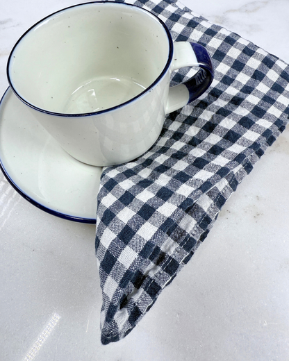 French Linen Napkins Anthracite Gingham 6-p