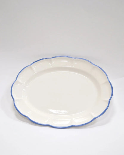 Oval Tray Light Blue Line