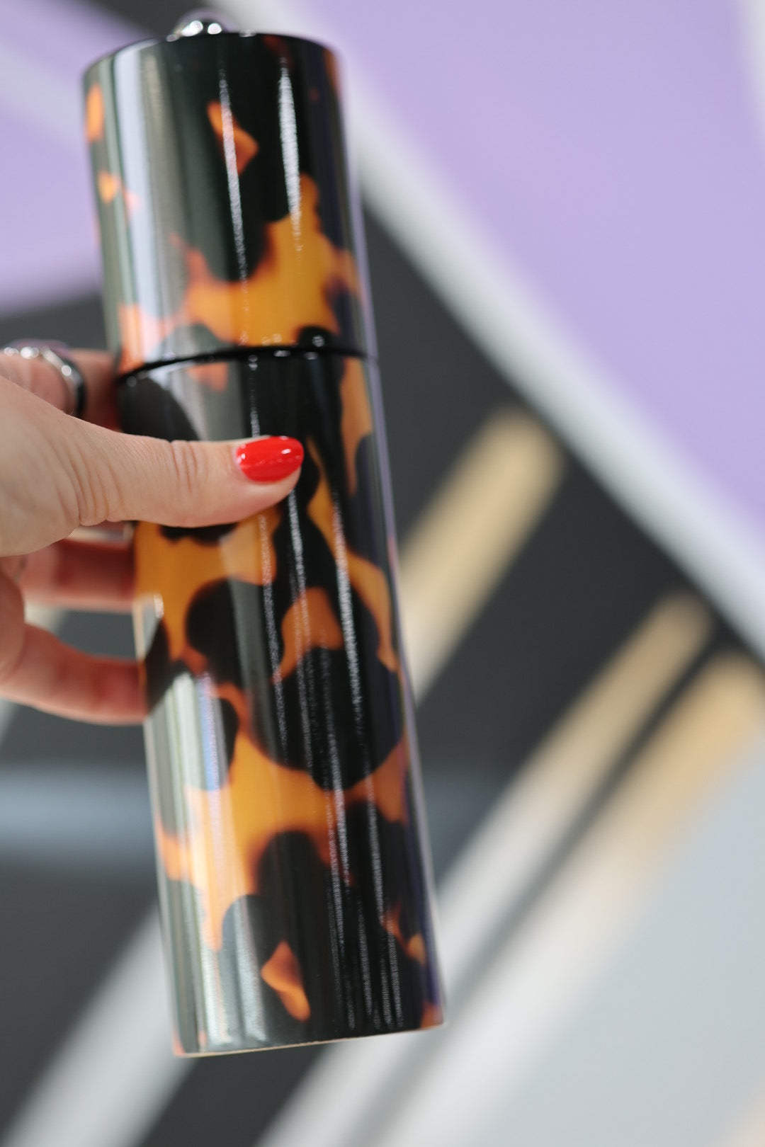 Faux Tortoiseshell Round Column Salt & Pepper Mill