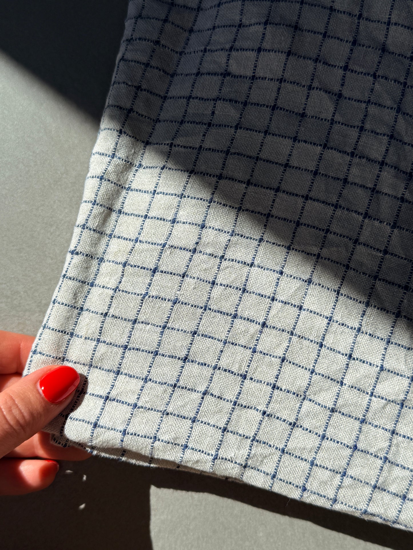 Kitchen Towel French Linen Flax Blue Checks