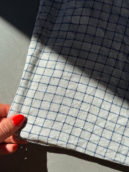 Kitchen Towel French Linen Flax Blue Checks