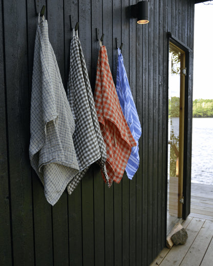 Tea Towel Orange Flax Gingham