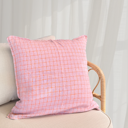 French Cushion Cover Parma Orange Checks