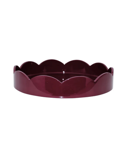 Scalloped Small Round Tray Burgundy