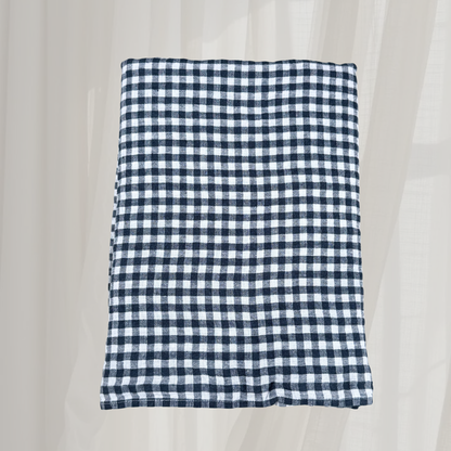 French Linen Table Cloth Anthracite Gingham