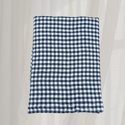 French Linen Table Cloth Anthracite Gingham