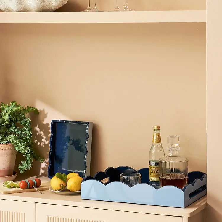 Scalloped Tray Medium Pale Denim & Navy