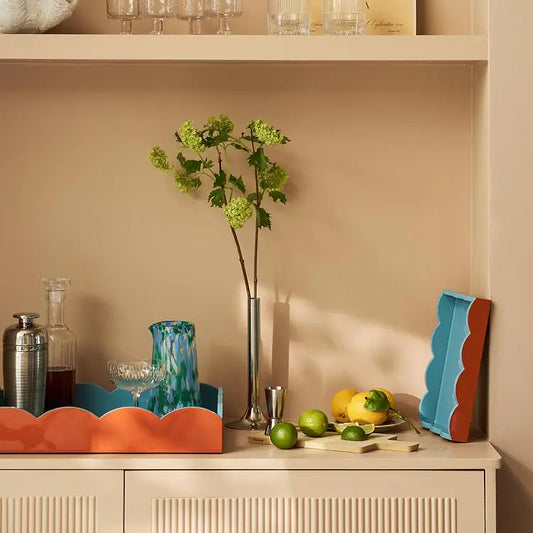 Scalloped Tray Medium Orange & Chambray