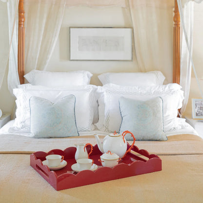 Scalloped Large Tray Burgundy