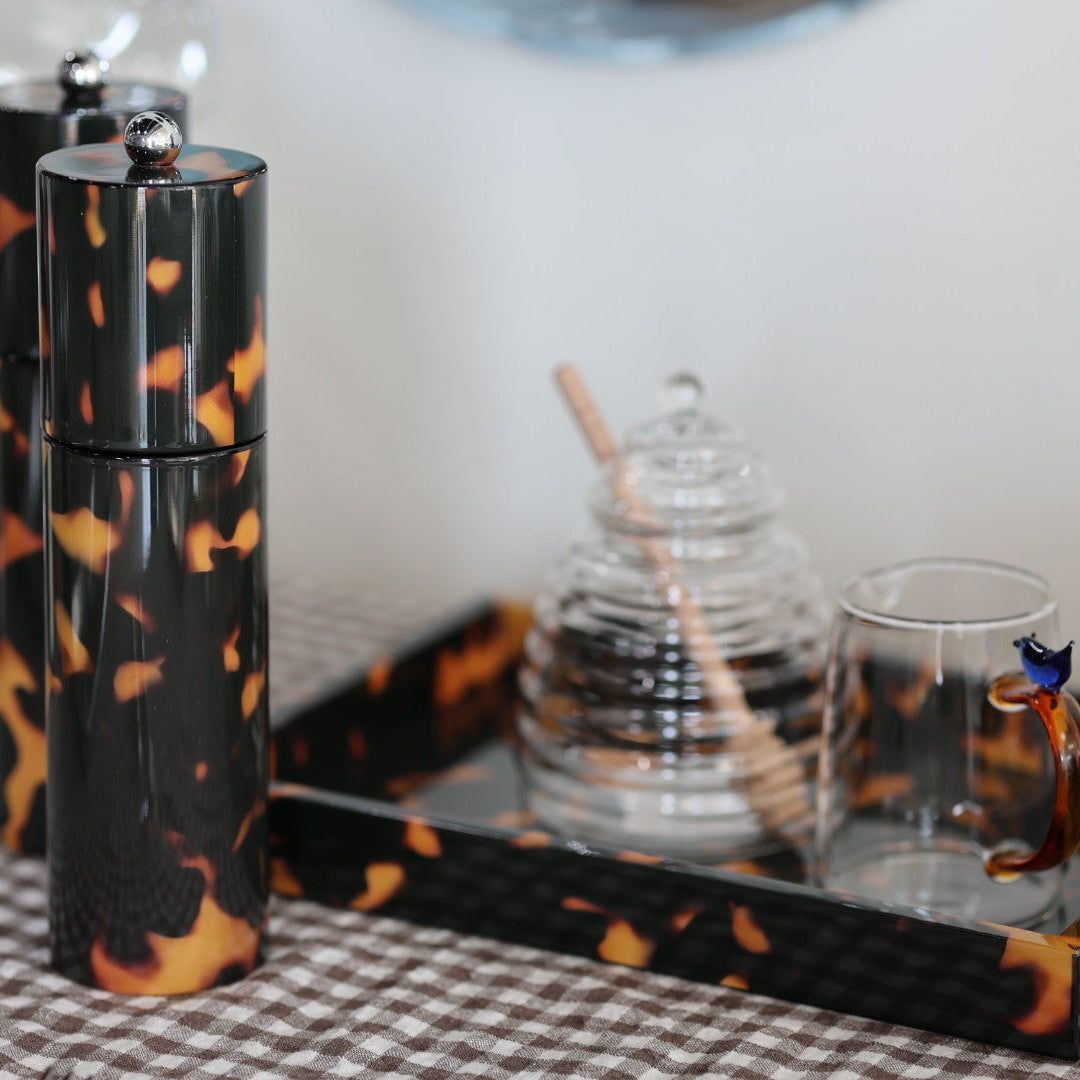Faux Tortoiseshell Round Column Salt & Pepper Mill