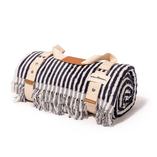 Beach Blanket Navy Blue Stripe