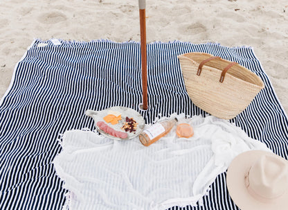 Beach Blanket Navy Blue Stripe