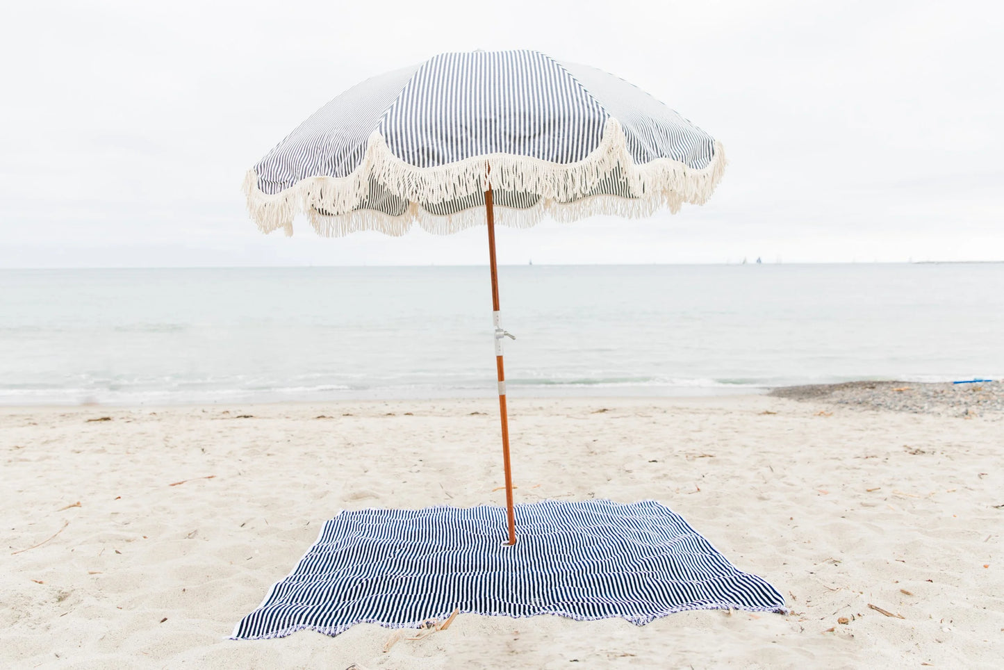 Beach Blanket Navy Blue Stripe