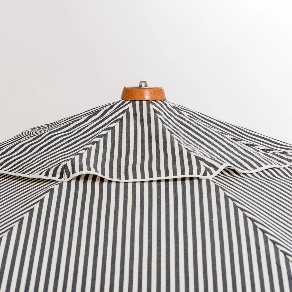 Market Fringed Umbrella Navy Blue Stripe