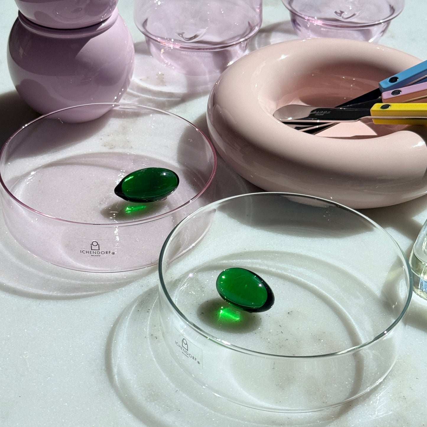 Clear Little Bowl with Green Olive