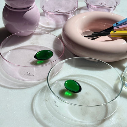 Clear Little Bowl with Green Olive