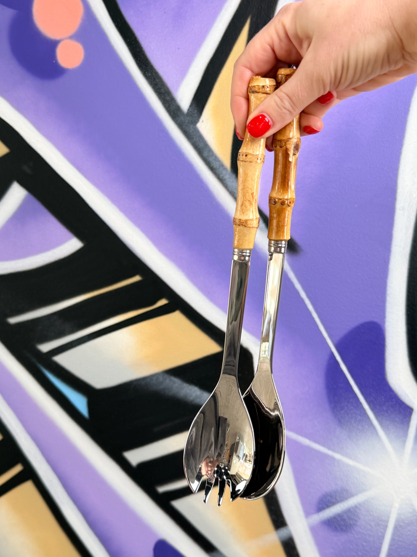 Sabre Salad Cutlery Set Panda Bamboo