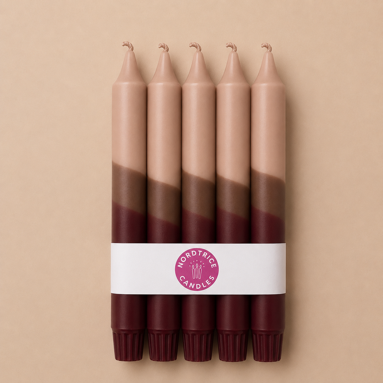 Candles Beige & Burgundy 5-p