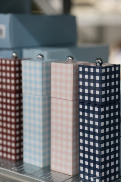 Blue Gingham Salt & Pepper Mill