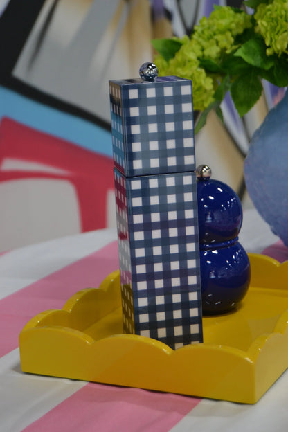 Navy Gingham Salt & Pepper Mill