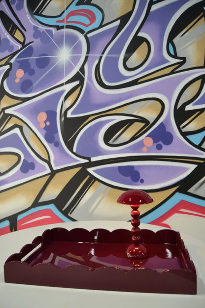 Scalloped Large Tray Burgundy