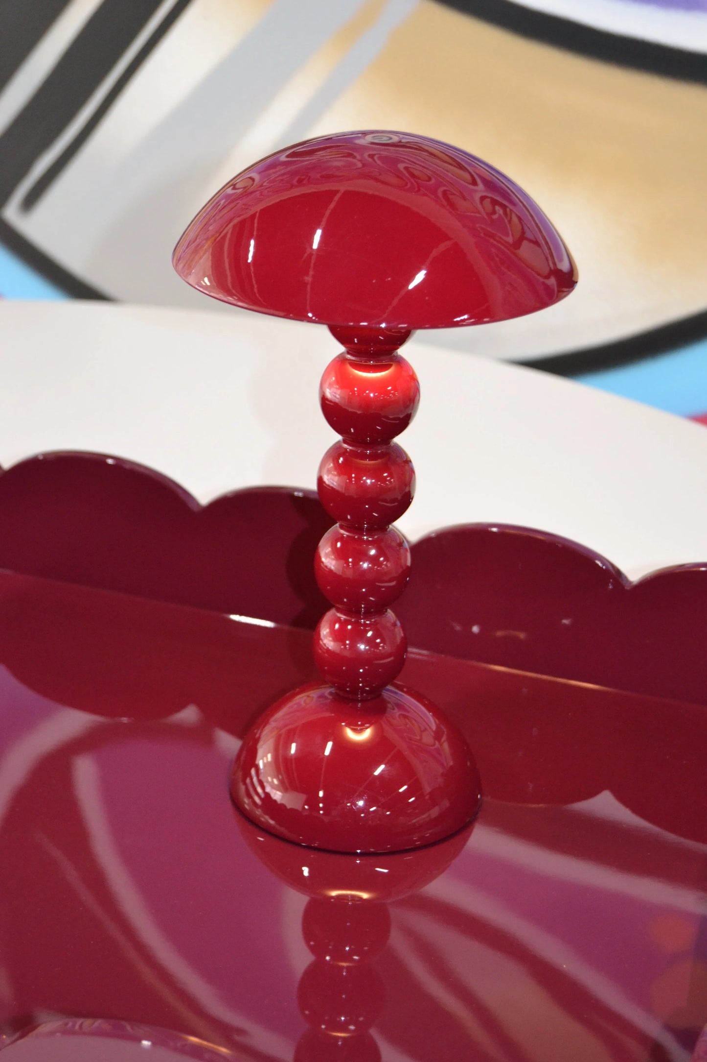 Scalloped Large Tray Burgundy