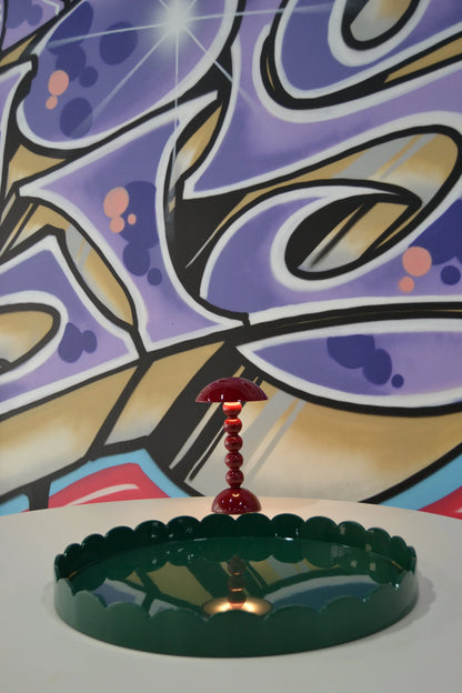 Scalloped Round Large Tray Racing Green