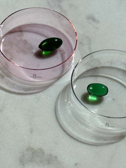 Clear Little Bowl with Green Olive