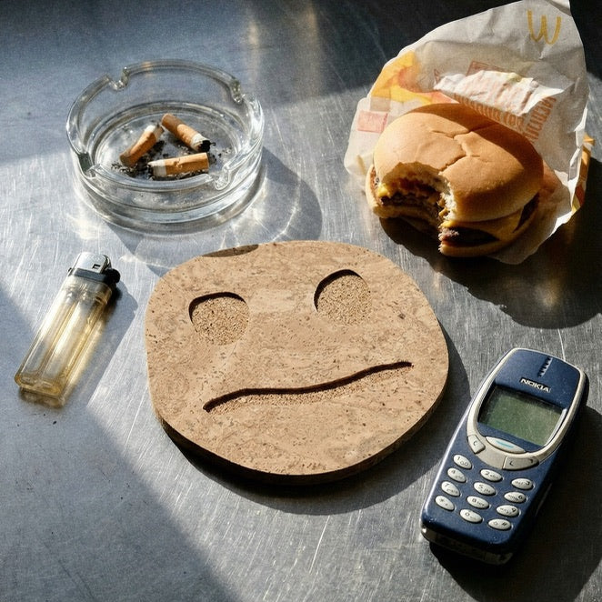 Oscar Cedon Smiley Confused Cork Trivet