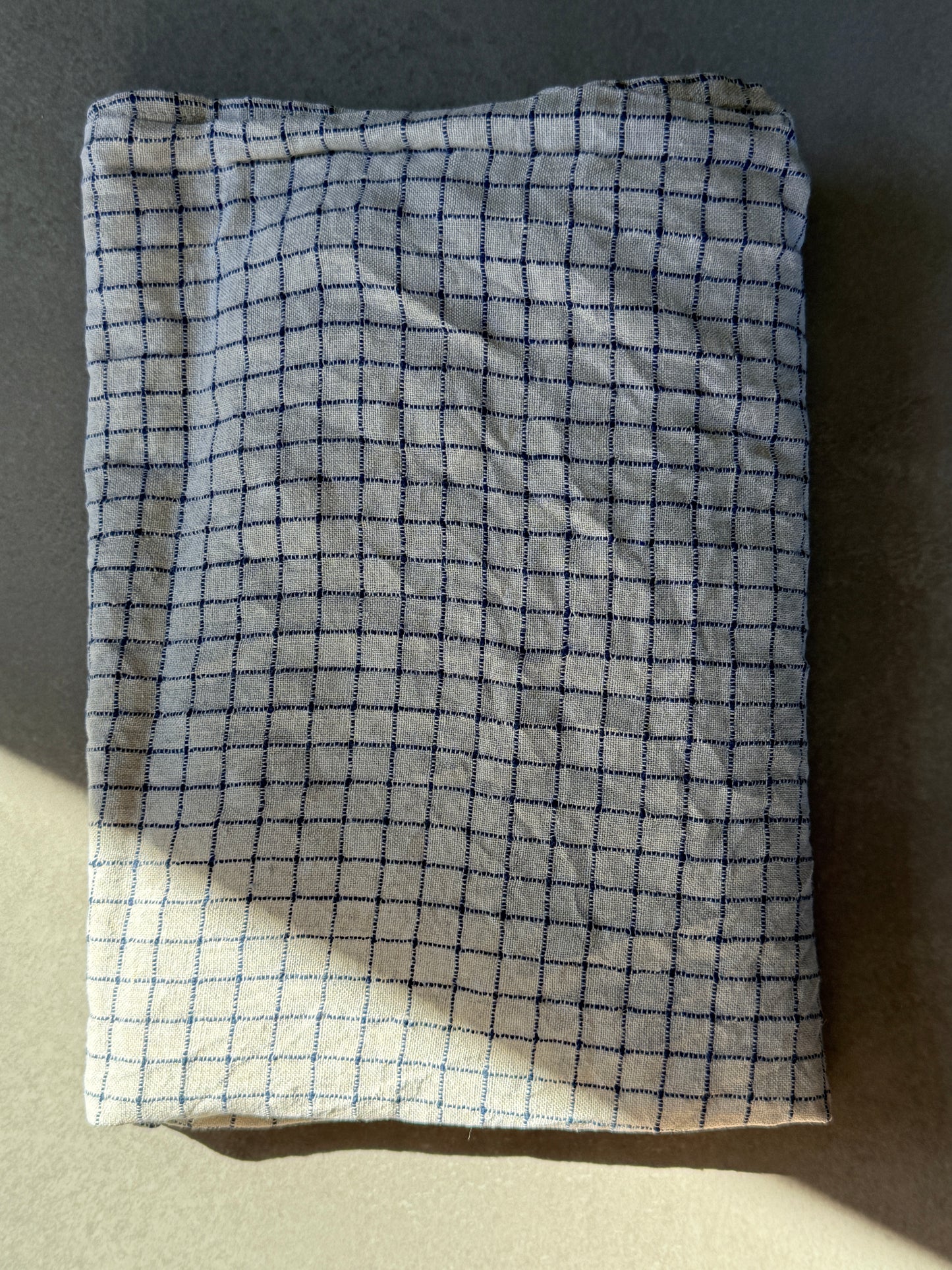 Kitchen Towel French Linen Flax Blue Checks