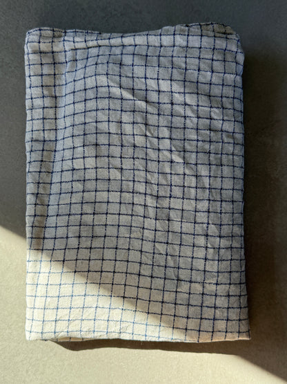 Kitchen Towel French Linen Flax Blue Checks